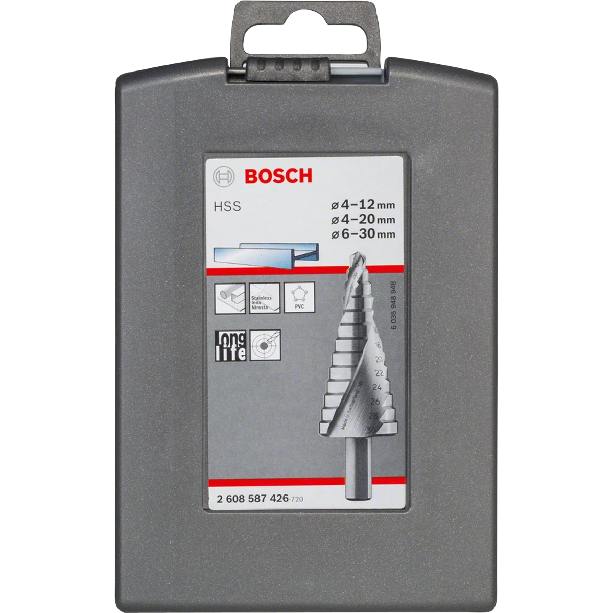 3-piece HSS step drill bit set 4-12/4-20/6-30 image 1