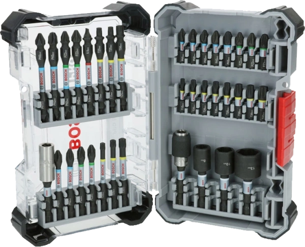 PRO Impact Screwdriver Bit Set 25 mm Screwdriver Bit:PH1; PH2(2x); PZ2; PZ3; T10; T15; T20; T25; T30; T40; SL5.5.55 mm Screwdriver Bit:PZ2; T20; T25.90 mm Screwdriver Bit:PH2; T20; T25; T30.60 mm Bit Holder:Standard Bit Holder. 20 Pcs