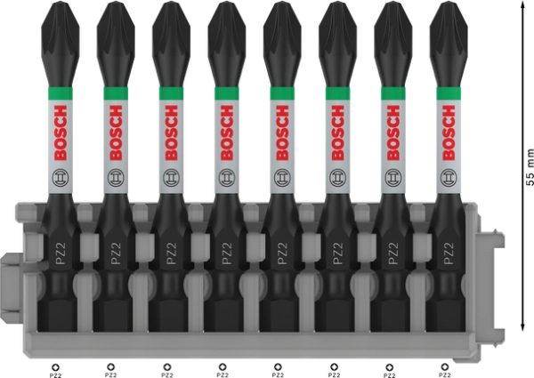 PRO Impact PZ Screwdriver Bit  PZ2 55 Set contents: PZ2 (8x) 8 Pcs