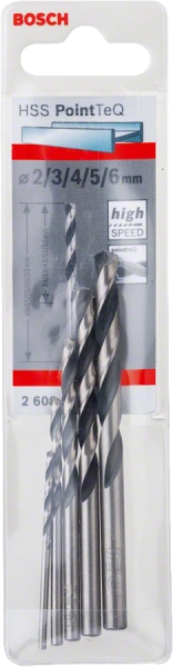 HSS Twist Drill Bit PointTeQ Set, 5-Pieces
