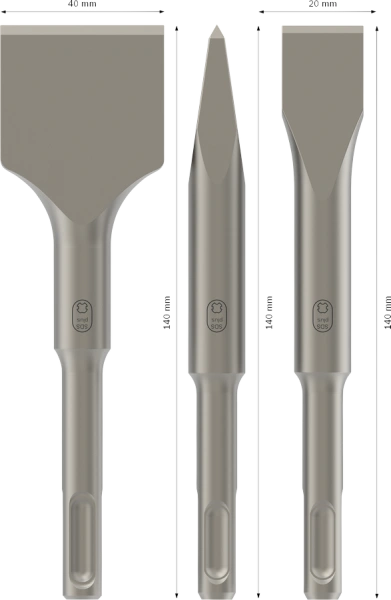 PRO SDS plus-4C Chisel Set 140; 140; 140 0; 20; 40