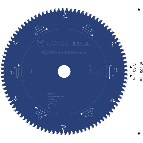 EXPERT Multi Material Circular Saw Blade, 305 x 2.4/1.8 x 30 mm, T96 Bosch