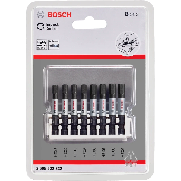 Impact Control Power Bit pack, 8-piece 4xH5, 4xH6 Bosch 