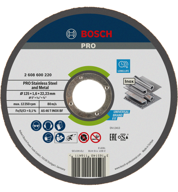 PRO Stainless Steel and Metal Bonded Cutting Disc 125x1.6